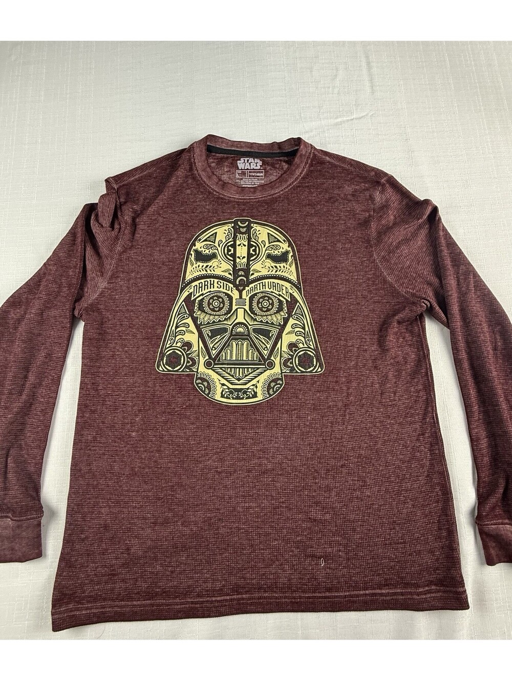 Star Wars Darth Vader Dark Side Graphic Thermal Shirt Mens Large Burgundy